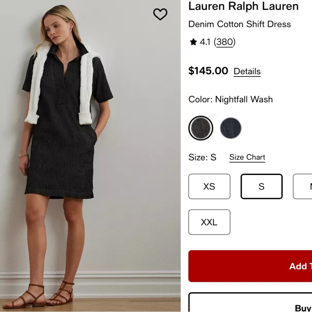 Lauren Ralph Lauren Black Denim Shift Dress